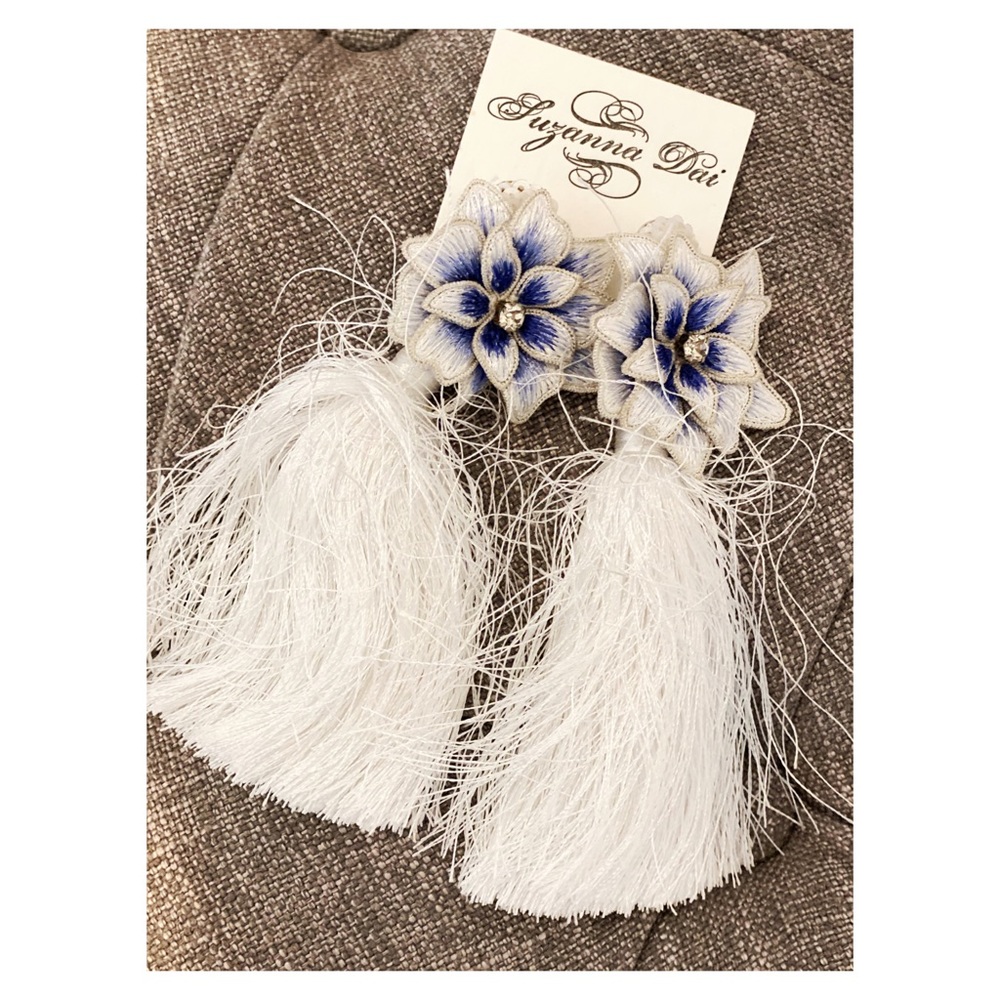 Suzanna Dai fringe flower earrings. Pierced.